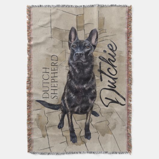 Dutch Shepherd - Niederländische Illustration Decke (Vorderseite Vertikal)