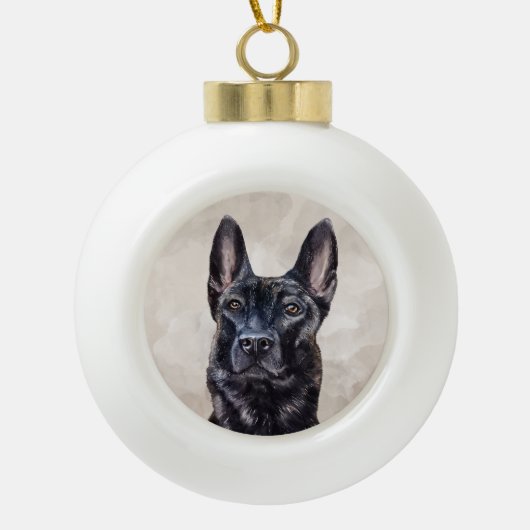 Dutch Shepherd - Niederländische Illustration Keramik Kugel-Ornament (Vorderseite)