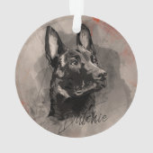 Dutch Shepherd - Niederländische Illustration Ornament (Rückseite)