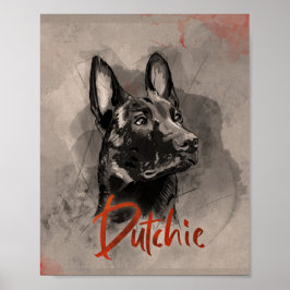 Dutch Shepherd - Niederländische Illustration Poster