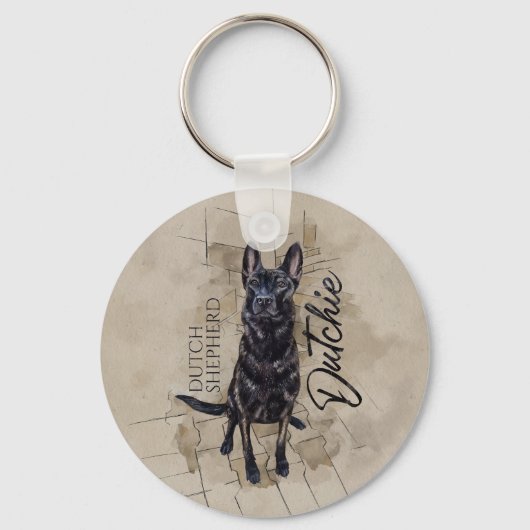 Dutch Shepherd - Niederländische Illustration Schlüsselanhänger (Vorderseite)