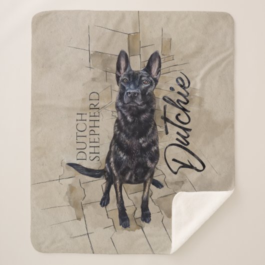 Dutch Shepherd - Niederländische Illustration Sherpadecke (Vorderseite)