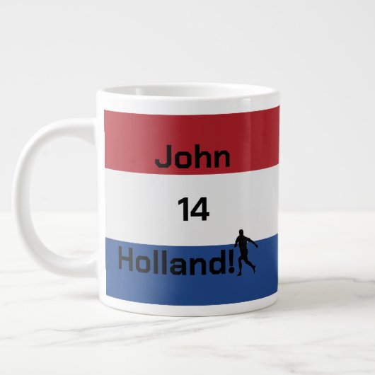 Dutch Soccer, anpassbar Jumbo-Tasse (Links)