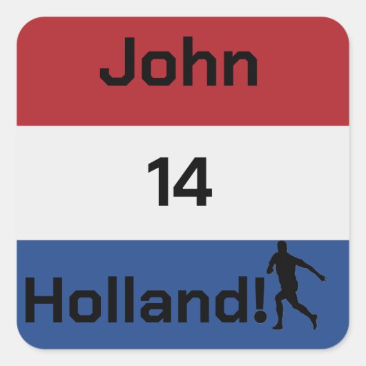 Dutch Soccer, anpassbar Quadratischer Aufkleber (Vorderseite)