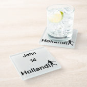 Dutch Soccer, anpassbarer Untersetzer aus Glas (Schrägansicht)