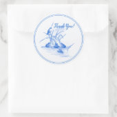 Dutch Style Delft Blue Frogs & Bird Vielen Dank Runder Aufkleber (Tasche)