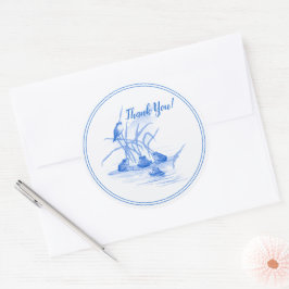 Dutch Style Delft Blue Frogs & Bird Vielen Dank Runder Aufkleber