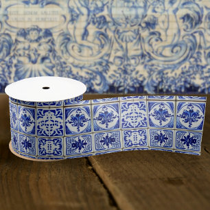 Dutch Tiles - Blue & White Antique Look Küche Satinband