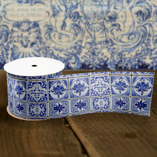 Dutch Tiles - Blue & White Antique Look Küche Satinband