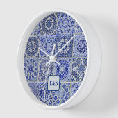 Dutch Tiles in Blue & White Vintag Pottery Uhr (Winkel)