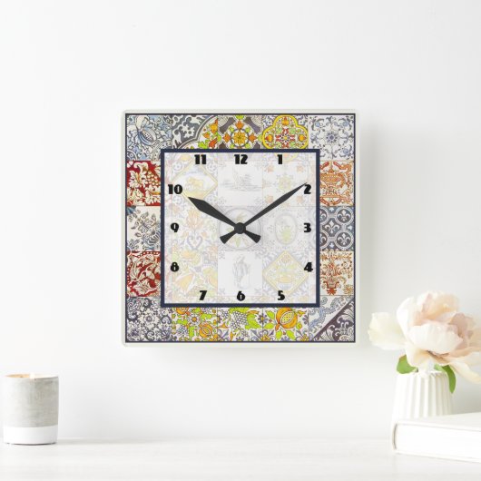 Dutch Tiles Quadratische Wanduhr (Zuhause)