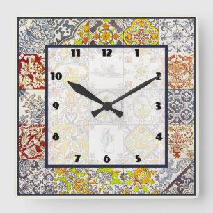 Dutch Tiles Quadratische Wanduhr
