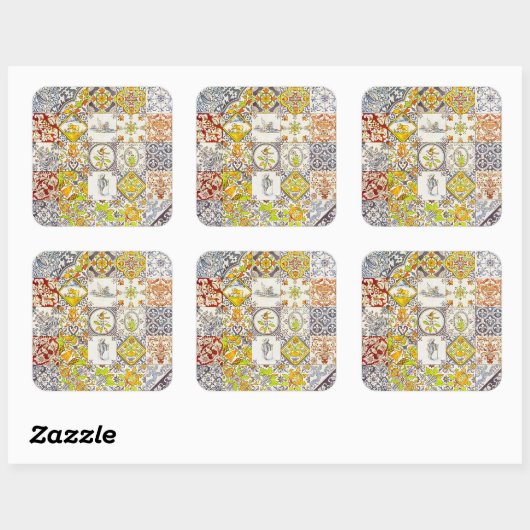 Dutch Tiles Quadratischer Aufkleber (Blatt)