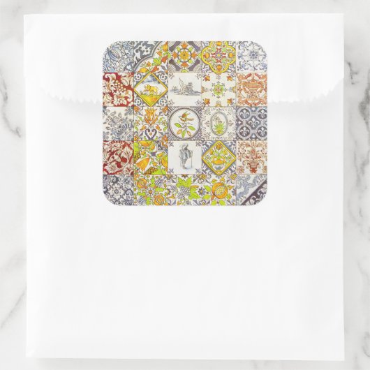 Dutch Tiles Quadratischer Aufkleber (Tasche)