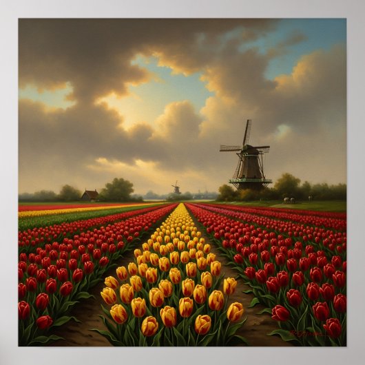 Dutch Tulip Fields Poster (Vorne)