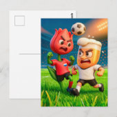 Dutch tulip versus German beer glass soccer duel Postkarte (Vorne/Hinten)