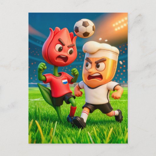 Dutch tulip versus German beer glass soccer duel Postkarte (Vorderseite)