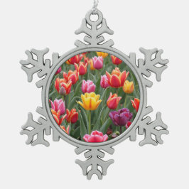 Dutch Tulips Schneeflocken Zinn-Ornament