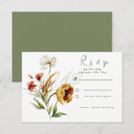 Dutch Watercolor Floral Weddings RSVP Card Karte