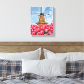 Dutch Windmill Tulip Flower Field Watercolor Leinwanddruck (Insitu (Schlafzimmer))