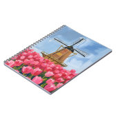 Dutch Windmill | Tulip Flower Field Watercolor Notizblock (Linke Seite)
