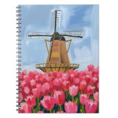 Dutch Windmill | Tulip Flower Field Watercolor Notizblock (Vorderseite)