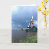 Dutch Windmills Greeting Card Karte (Gelbe Blume)