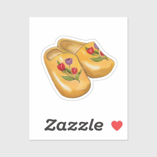 Dutch Wooden Shoes with Tulips, Klompen, Holland Aufkleber (Blatt)