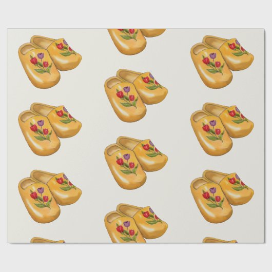 Dutch Wooden Shoes with Tulips, Klompen, Holland Geschenkpapier (Flach)