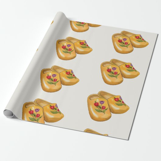 Dutch Wooden Shoes with Tulips, Klompen, Holland Geschenkpapier (Ungerollt)