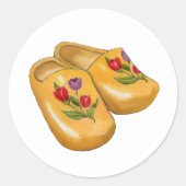 Dutch Wooden Shoes with Tulips, Klompen, Holland Runder Aufkleber (Vorderseite)