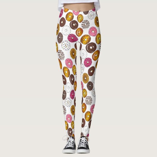 Dutzend Donuts Doughnut Frühstück Junk Food Feinsc Leggings (Vorderseite)