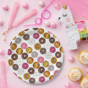 Dutzend Donuts Doughnut Frühstück Junk Food Feinsc Pappteller