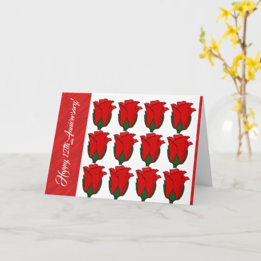 Dutzend Rote Rosen glücklich 12. Jubiläumskarte Karte (Gelbe Blume)