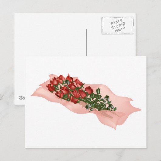 Dutzend Rote Rosen in Papier Postkarte (Vorne/Hinten)