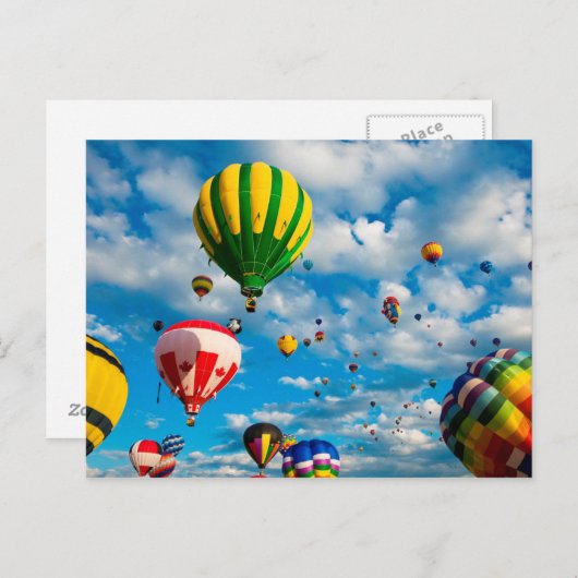 Dutzende Heißluftballons am Himmel Postkarte (Vorne/Hinten)