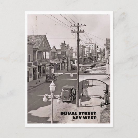 Duval Street Key West Vintag 1930er Postkarte (Vorderseite)