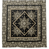 Duvet Cover Boho Sepia Medallions auf schwarz Duschvorhang (Vorderseite)