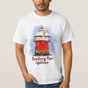 Duxbury Pier Leuchtturm Aquarell - Massachusetts T-Shirt