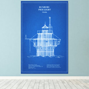 Duxbury Pier Light Lighthouse - Massachusetts - AD Leinwanddruck