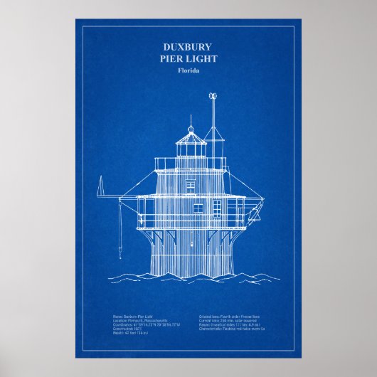 Duxbury Pier Light Lighthouse - Massachusetts - AD Poster (Vorne)