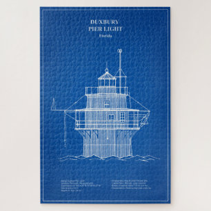 Duxbury Pier Light Lighthouse - Massachusetts - AD Puzzle