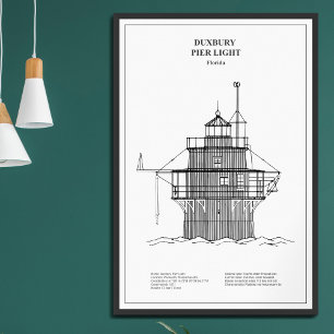 Duxbury Pier Light Lighthouse - Massachusetts - BD Fotodruck