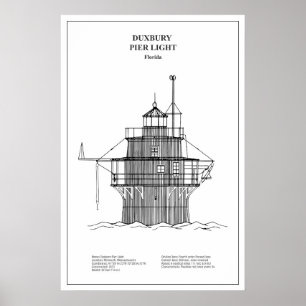 Duxbury Pier Light Lighthouse - Massachusetts - BD Poster