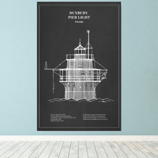 Duxbury Pier Light Lighthouse - Massachusetts - PD Leinwanddruck (Insitu (Holzboden))