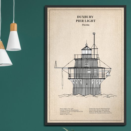 Duxbury Pier Light Lighthouse - Massachusetts - SB Fotodruck