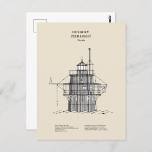 Duxbury Pier Light Lighthouse - Massachusetts - SB Postkarte