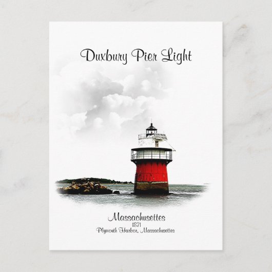 Duxbury Pier Light - Massachusetts Postkarte (Vorderseite)