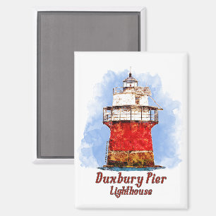 Duxbury Pier Lighthouse Wasserfarbe - Massachusett Magnet