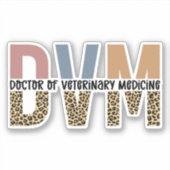 DVM Doktor der Veterinärmedizin Leopard Print Aufkleber (Vorderseite)